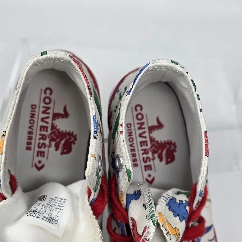 Converse Youth Junior Dinoverse Dinosaur Size 2 Sneaker CTAS Hi Top Shoe Preoned